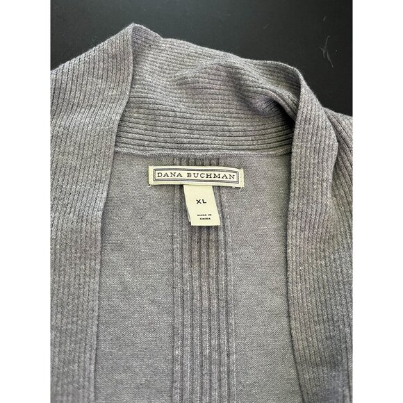 Dana Buchman Open Cardigan Ribbed Solid Gray Cardigan XL - Picture 2 of 6